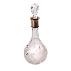 Crystal decanter with silver finish