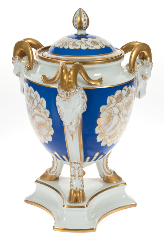 Porcelain vase with ram heads