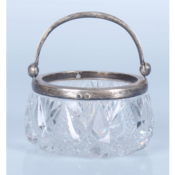 Crystal sugar-basin with silver finish