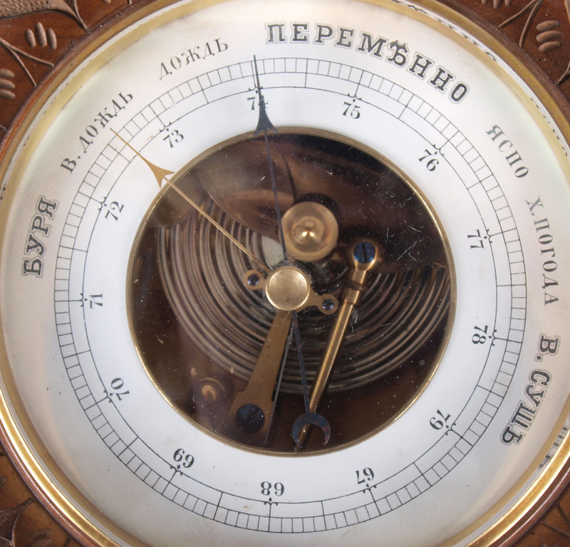 Wooden barometer in russian language