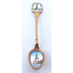 Metal spoon with enamel and Moscow Kremlin image