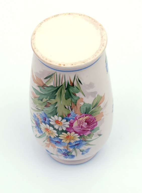 Porcelain vase with cornflower