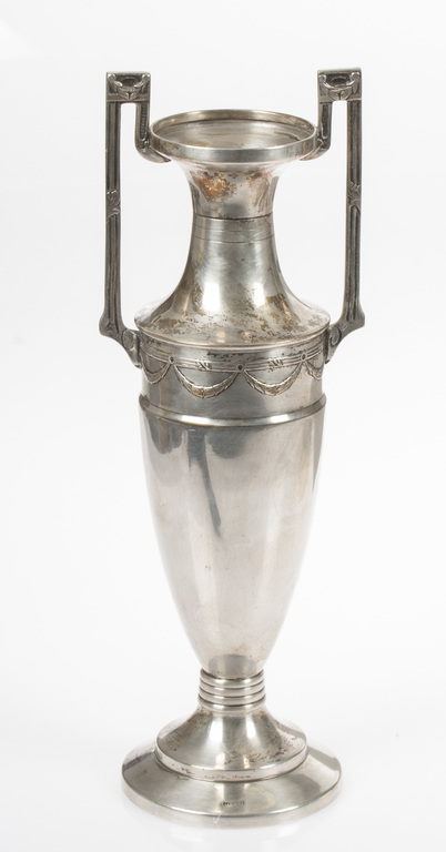 Silver-plated metal vase in classical style