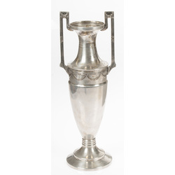 Silver-plated metal vase in classical style