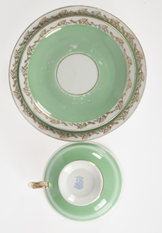 Porcelain cup with saucer and plate