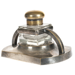 Silver-plated brass inkstand in art deco style