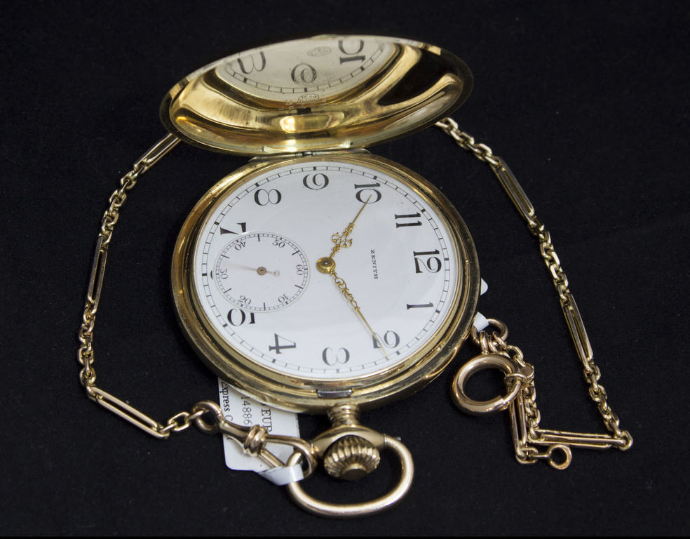 Golden Zenith pocket watch with chain