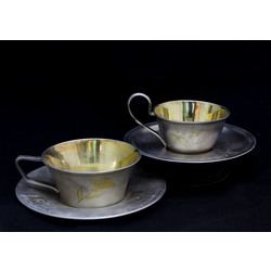 Silver cup with saucer (2 pcs)