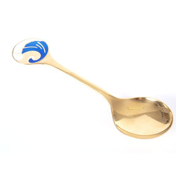 Large guilded silver spoon with 2 color of enamel 