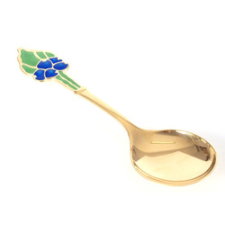 Large guilded silver spoon with 2 color of enamel