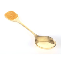 Large guilded silver spoon with 1color of enamel “Sun”