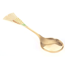 Large guilded silver spoon with 3 color of enamel“Ear”