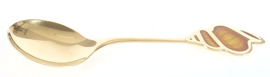Large guilded silver spoon with 1 color of enamel ”Snail”