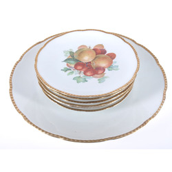 Porcelain dessert plate set (6 plates, 1 large a serving plate)