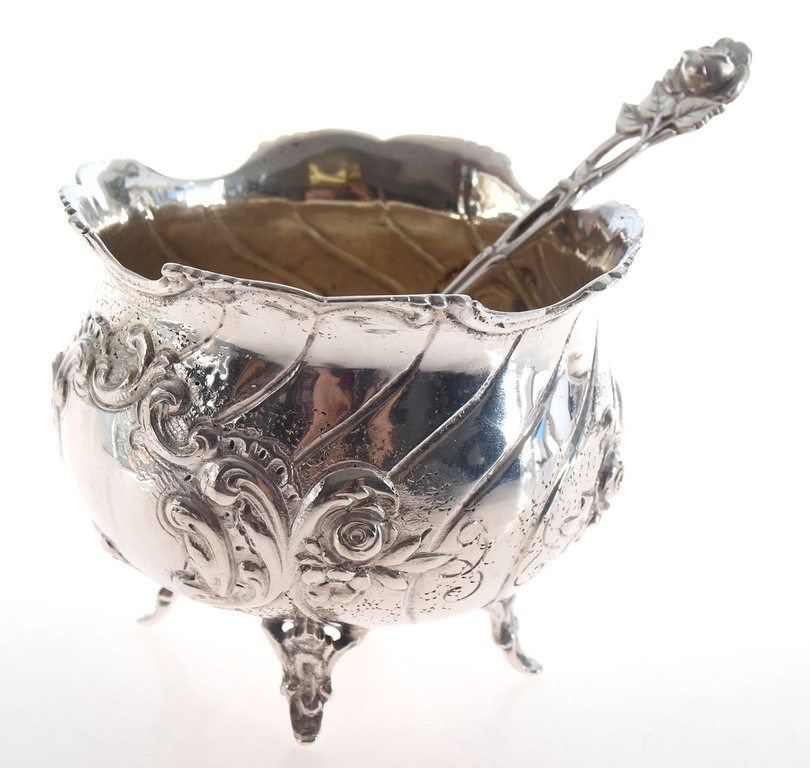 Baroque silverware Serving set - tray, cream pot, sugar pot and spoon