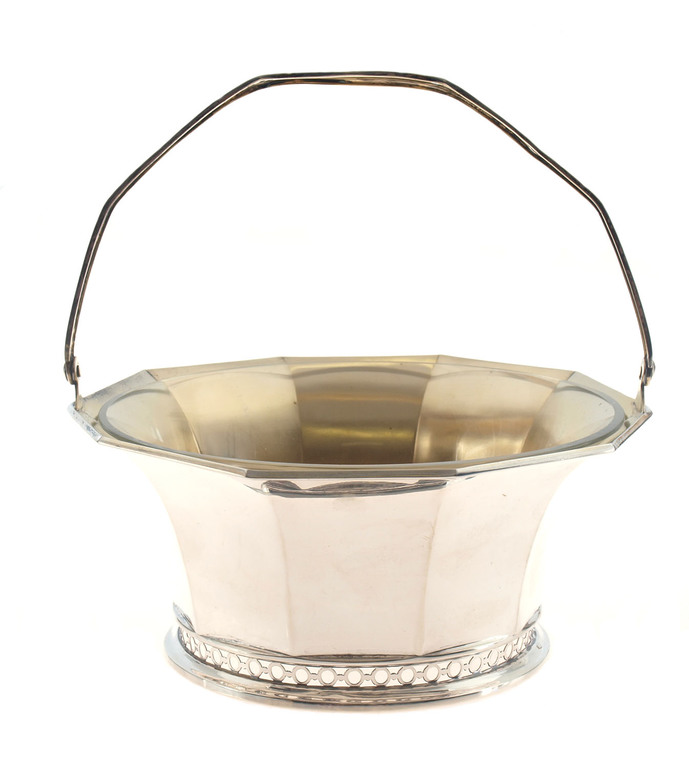 Арт-Деко серебряная миска с стекло