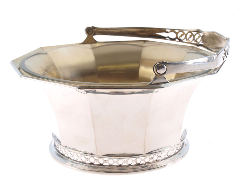Арт-Деко серебряная миска с стекло