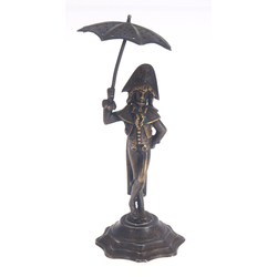 Bronzas figūriņa/zobu bakstāmo kociņu turētājs „Kungs ar lietussargu”