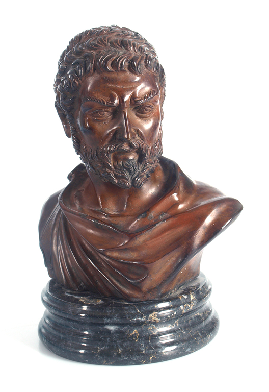 Spelter bust “Roman” on the marble base