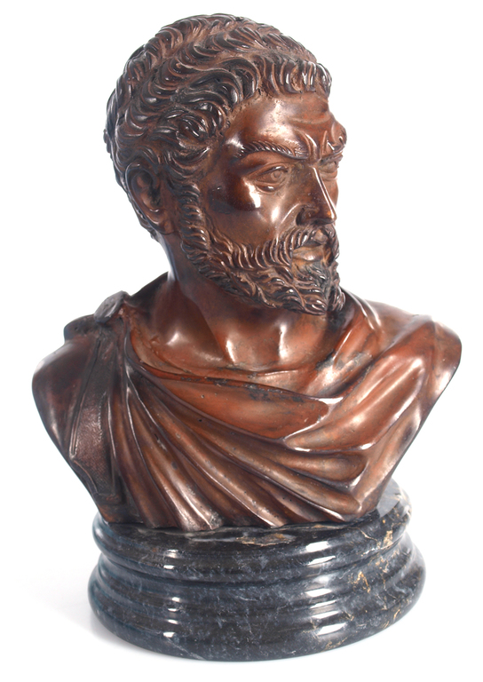 Spelter bust “Roman” on the marble base