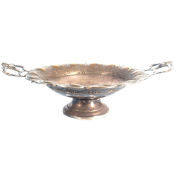 Silver-plated brass Art Nouveau sweets bowl with handles 'Woman Profile'
