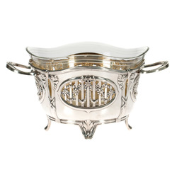 Art Nouveau style silver candy dish with glass