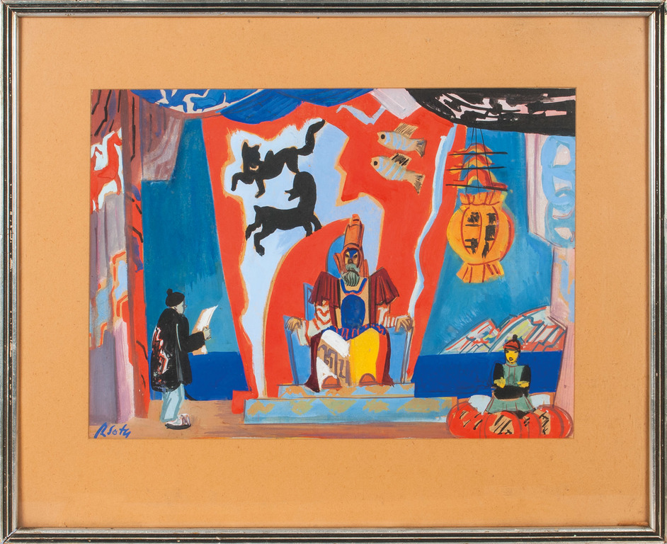 Scenogrāfija skice Karlo Goci lugai “Princese Turandota”, kas 1926. gadā tika uzvesta Jelgavas Strādnieku teātrī 