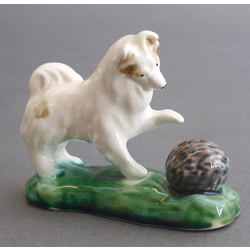 Faience figurine “Dog with the ball”