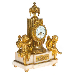 Gilded bronze clock on marble base 