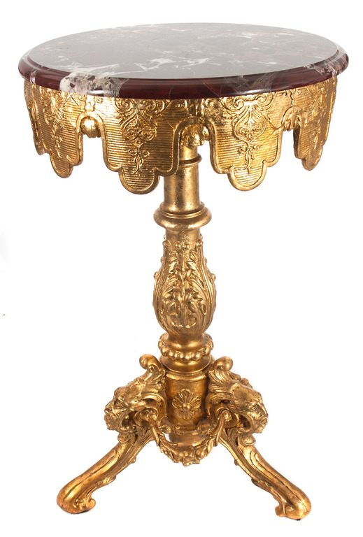 Gilded wooden table with marble surface