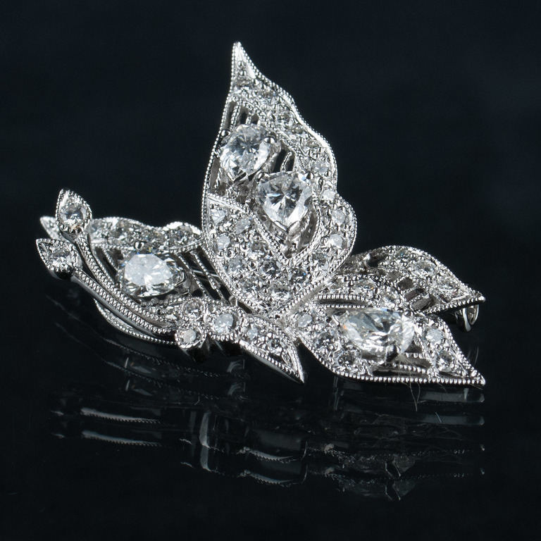 White gold brooch with diamonds Butterfly