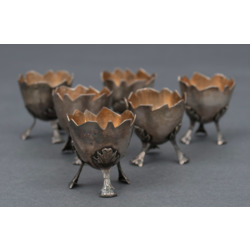 Six silver egg cups