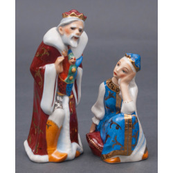Porcelāna figūru pāris “Karalis Zirnis un princese Nesmejana”