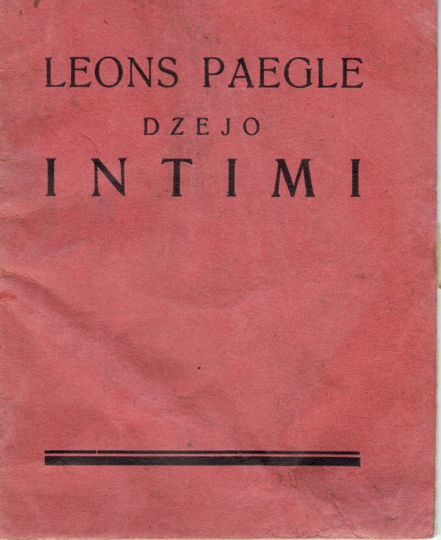 Leons Paegle “Dzejo Intīmi”  