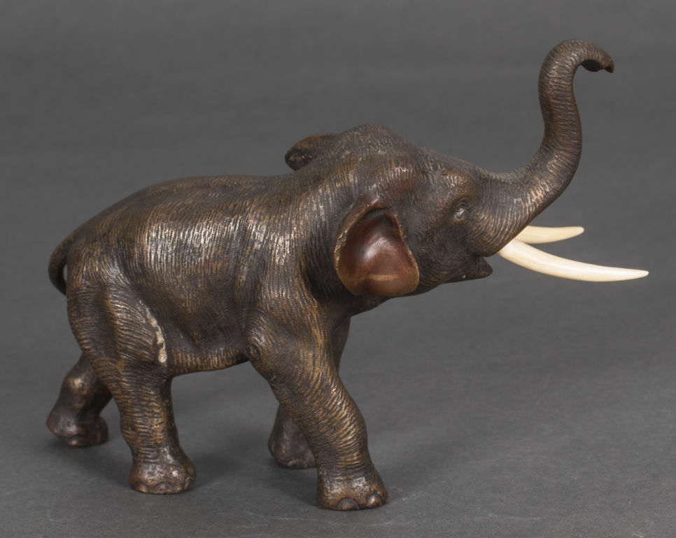 Bronze figure with bone tusks 'Elephant'