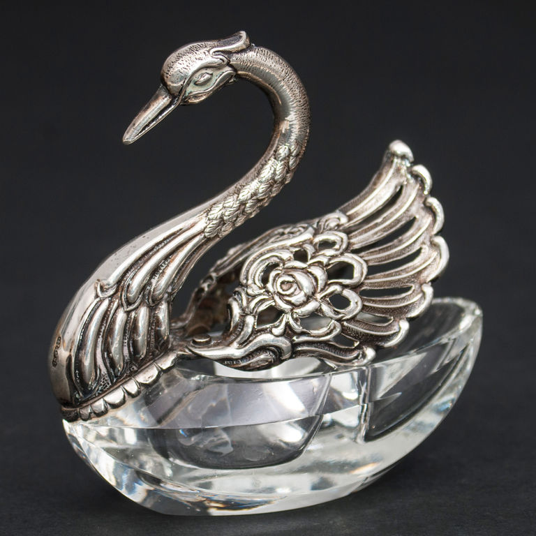 Crystal utensil with silver finish Swan