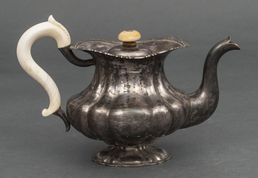 Silver coffe pot with bone handle