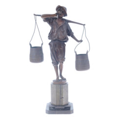 Bronze figure on marble base'Water Carrier'