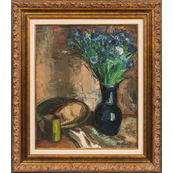 Still life with blue flowers