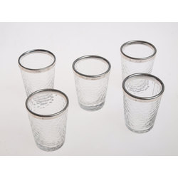 Стеклянные стаканчики с серебряной отделкой для водкой (5 шт.)