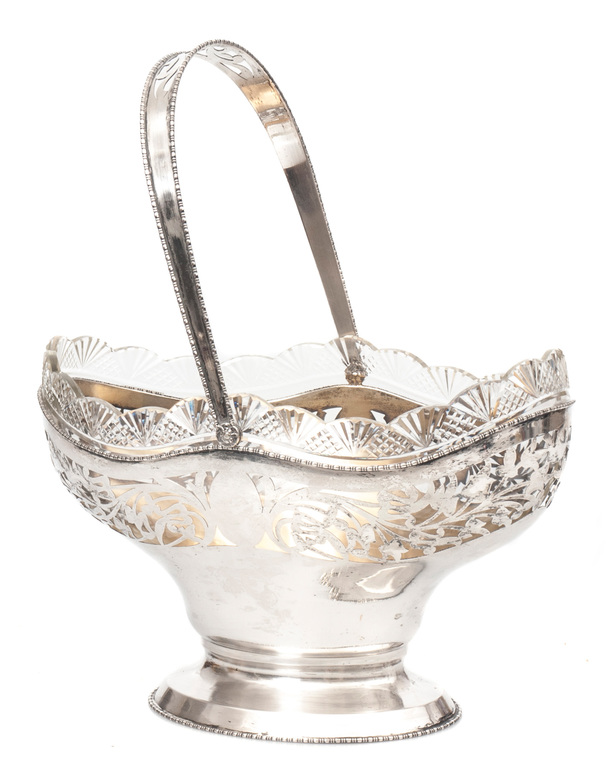 Silver fruit bowl with crystal