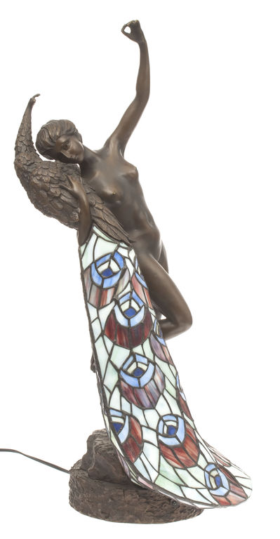 Bronzas skulptūra-lampa ''Sieviete ar pāvu''
