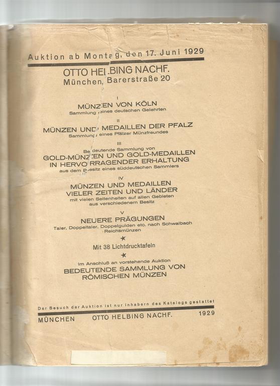 Otto Helbing Nachf München - Каталог аукциона из монеты и медали  