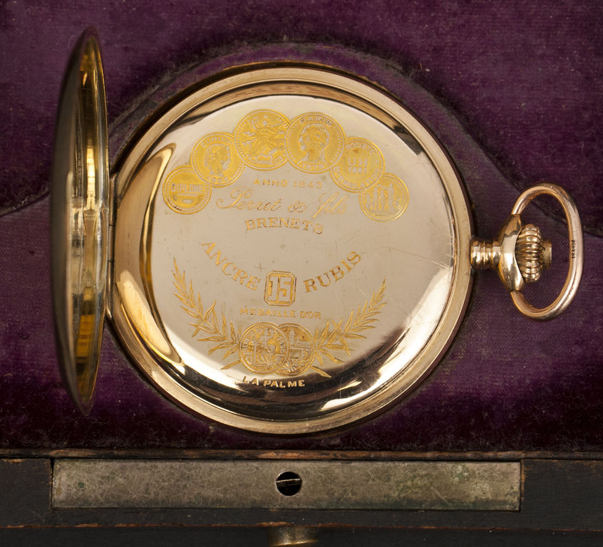 Gold pocket watch Perret & Fils Brenets with original box