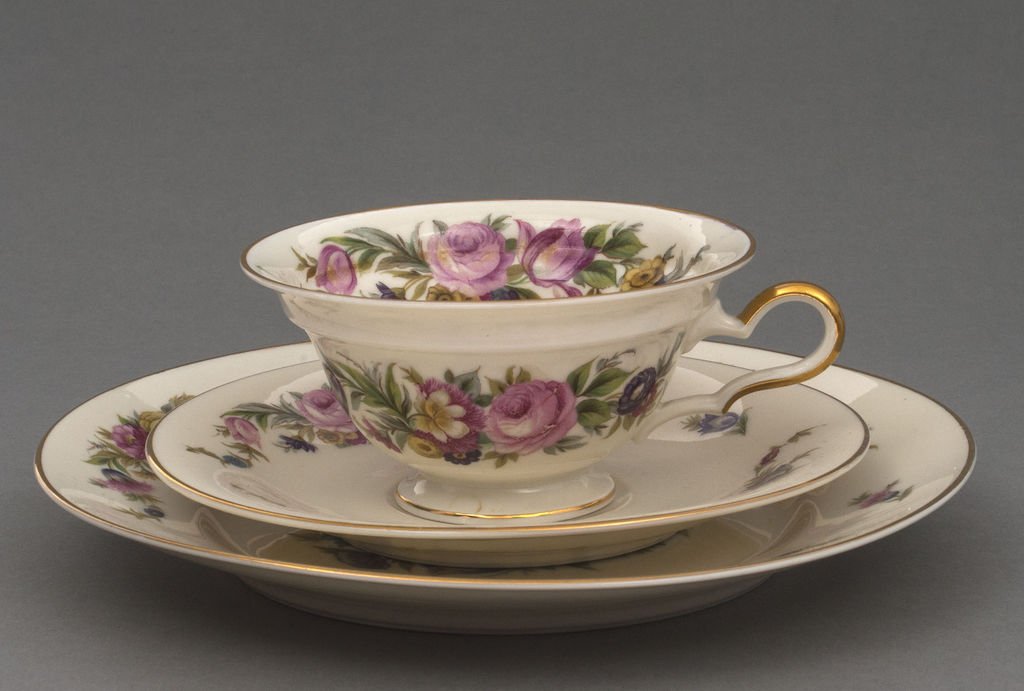 Porcelain cup, saucer and plate