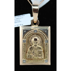 Gold pendant - icon with brilliants