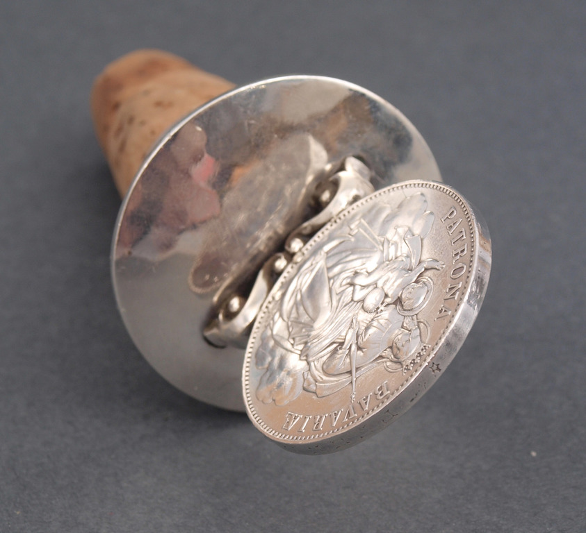 Пробка из серебряной для бутылки с серебряной монетой Patrona Bavaria