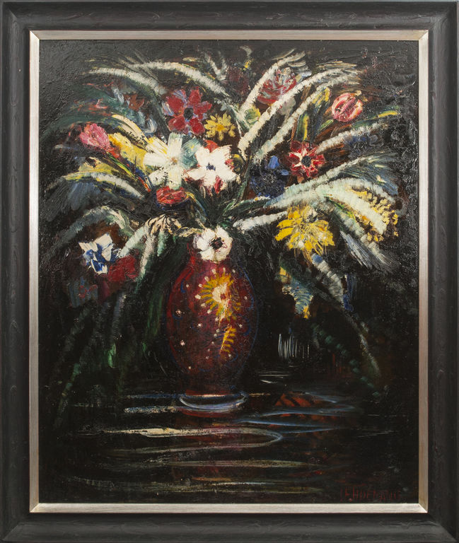 Expressive still life with tulips and anemones