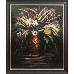 Expressive still life with tulips and anemones