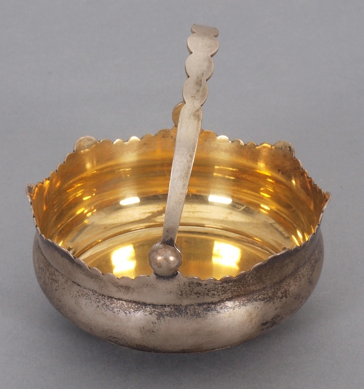 Silver sugar bowl with gilding